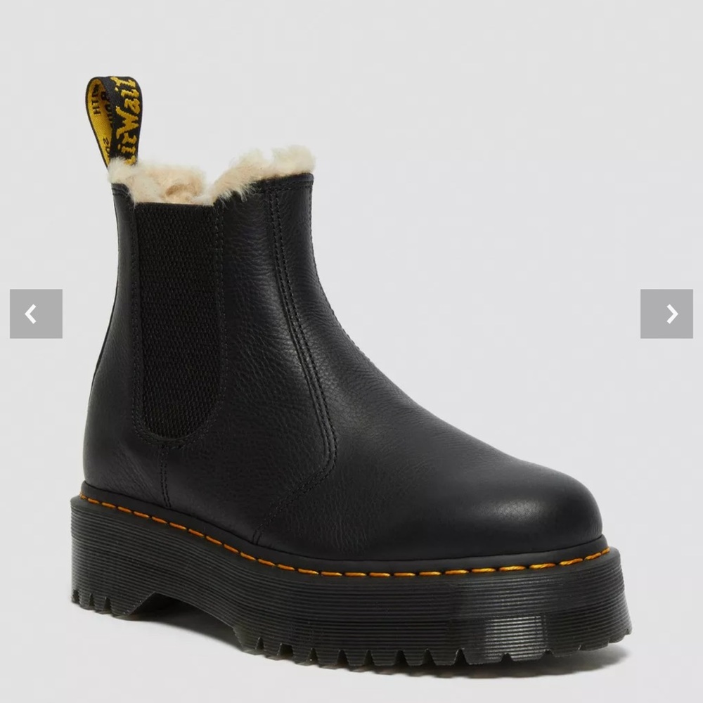 Dr. Martens Black Ankle Boots with Cream Lining